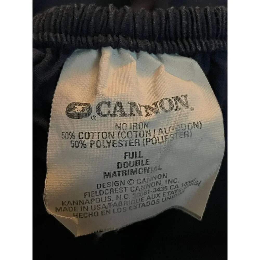 Vintage Cannon Full Fitted Sheet Used Dark Blue 1 Piece